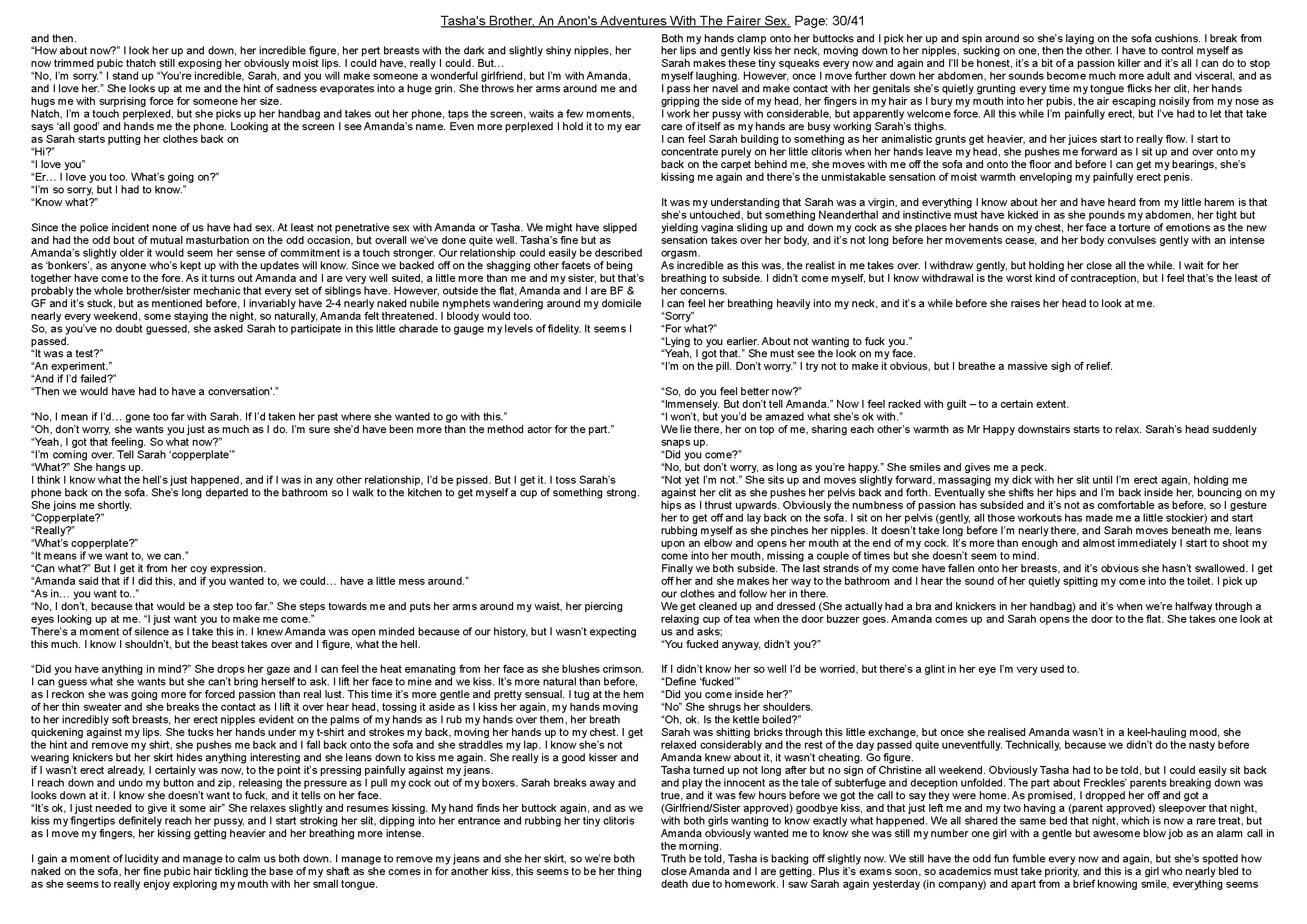 Anon's sister comes into the shower with him. Anon's meets her friend, and discovers family secrets.